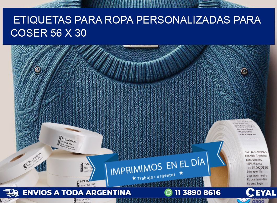 ETIQUETAS PARA ROPA PERSONALIZADAS PARA COSER 56 x 30