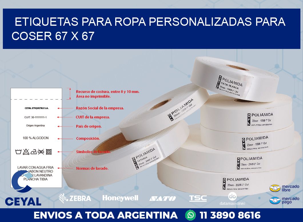 ETIQUETAS PARA ROPA PERSONALIZADAS PARA COSER 67 x 67