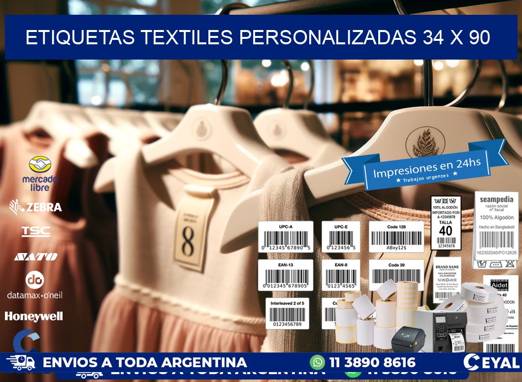 ETIQUETAS TEXTILES PERSONALIZADAS 34 x 90