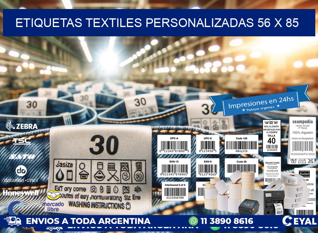 ETIQUETAS TEXTILES PERSONALIZADAS 56 x 85
