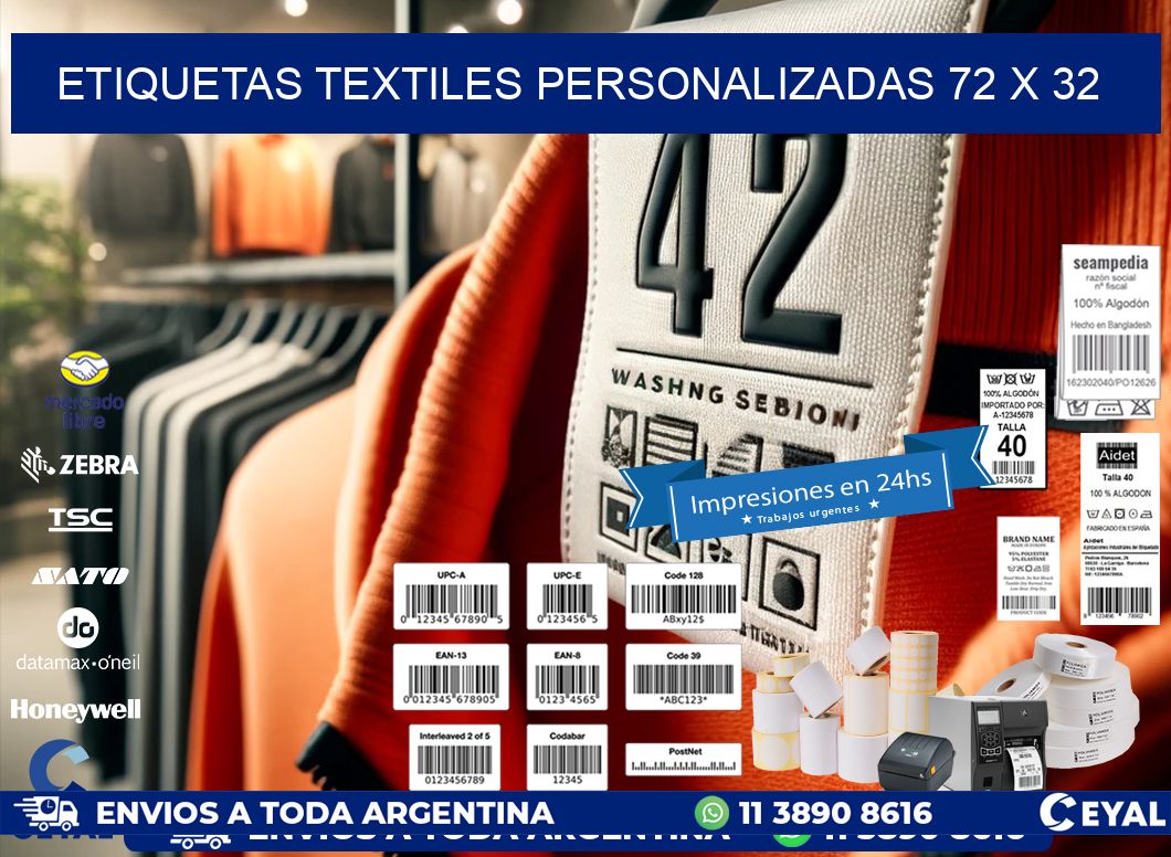 ETIQUETAS TEXTILES PERSONALIZADAS 72 x 32
