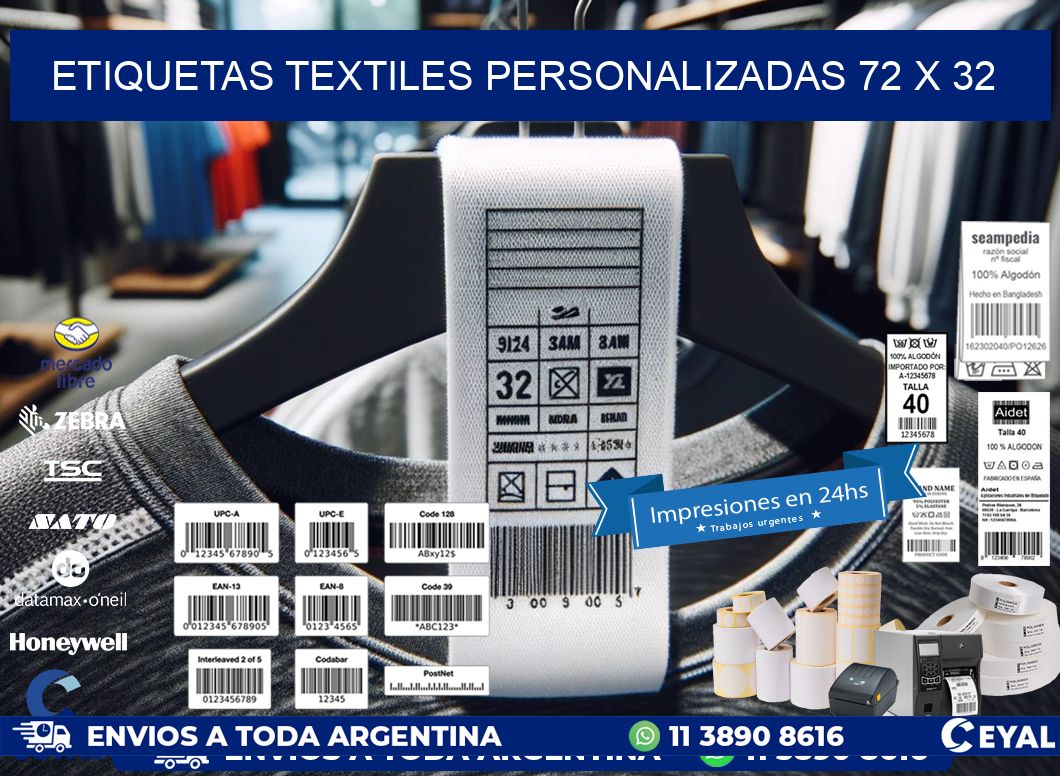 ETIQUETAS TEXTILES PERSONALIZADAS 72 x 32