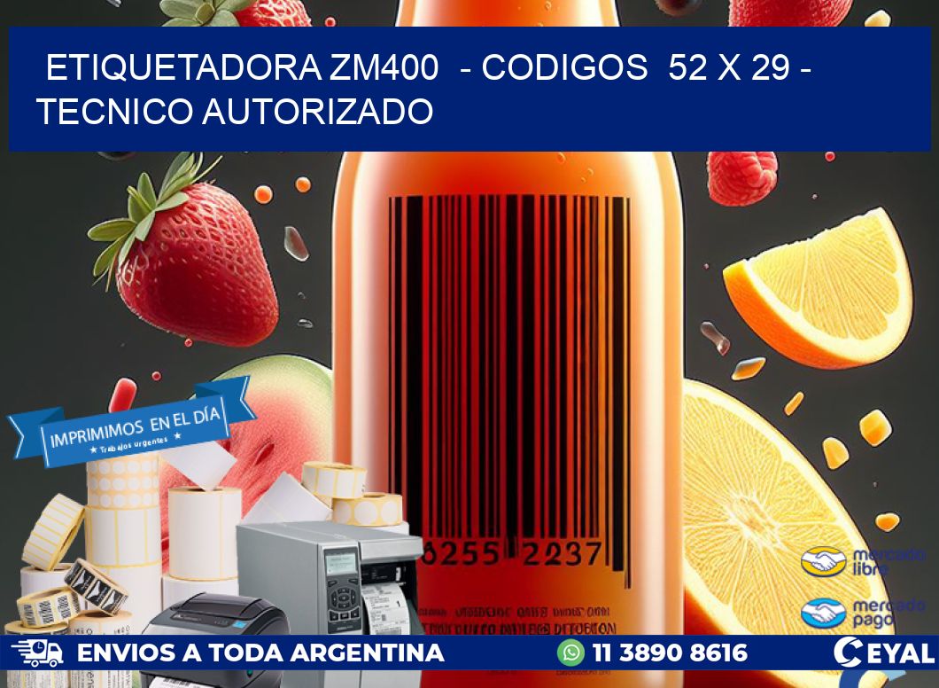 ETIQUETADORA ZM400 - CODIGOS 52 x 29 - TECNICO AUTORIZADO