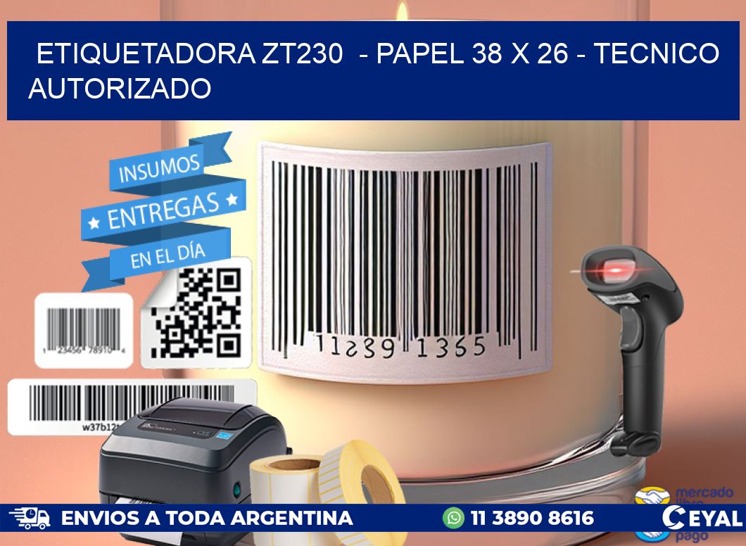 ETIQUETADORA ZT230  – PAPEL 38 x 26 – TECNICO AUTORIZADO