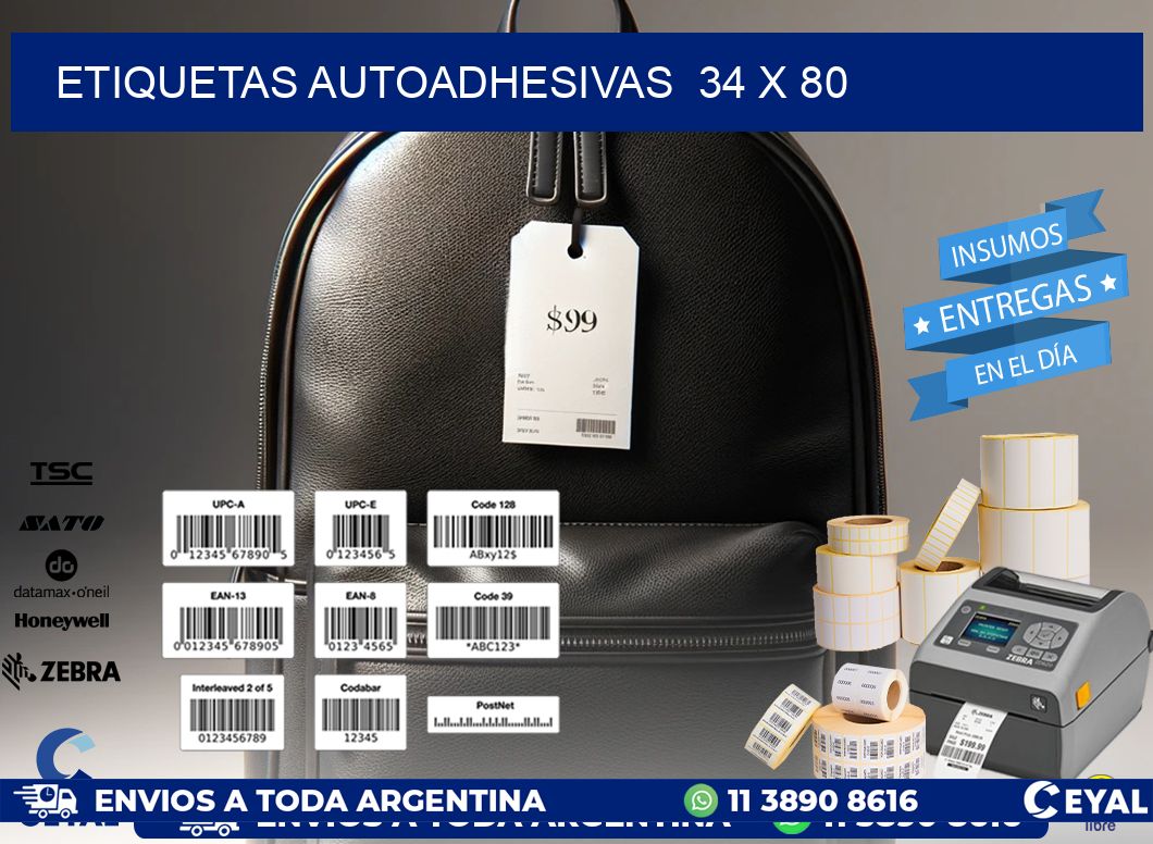 ETIQUETAS AUTOADHESIVAS  34 x 80