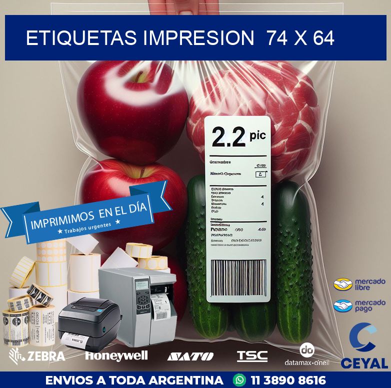 ETIQUETAS IMPRESION  74 x 64