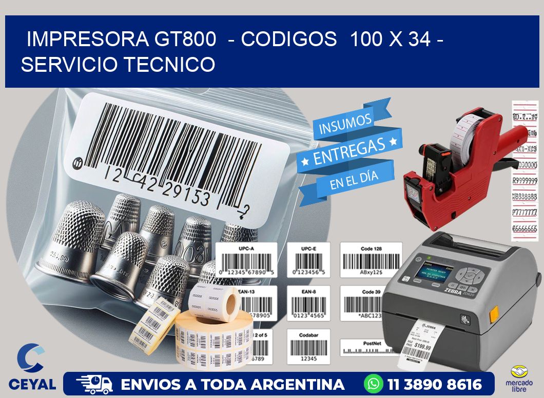 IMPRESORA GT800  – CODIGOS  100 x 34 – SERVICIO TECNICO
