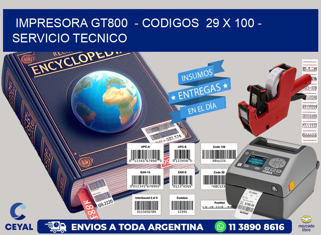 IMPRESORA GT800  – CODIGOS  29 x 100 – SERVICIO TECNICO