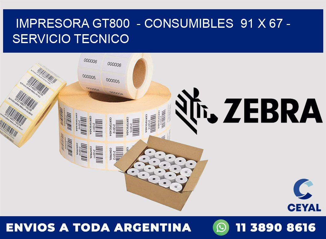 IMPRESORA GT800 - CONSUMIBLES 91 x 67 - SERVICIO TECNICO