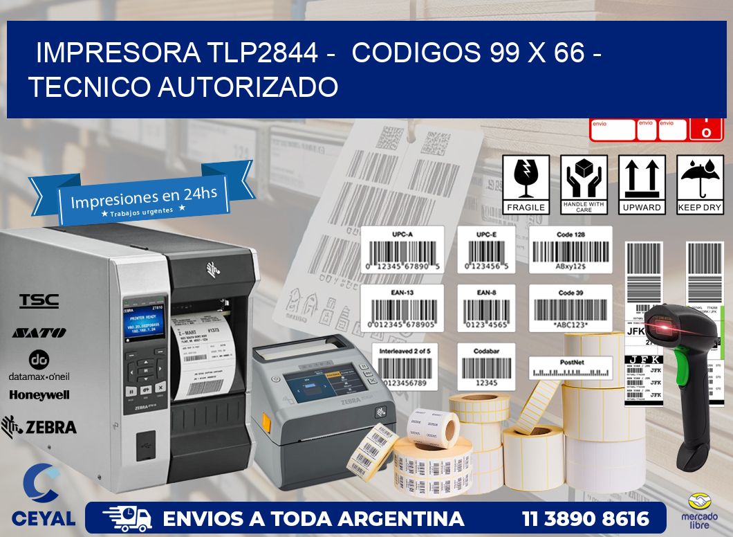 IMPRESORA TLP2844 -  CODIGOS 99 x 66 - TECNICO AUTORIZADO