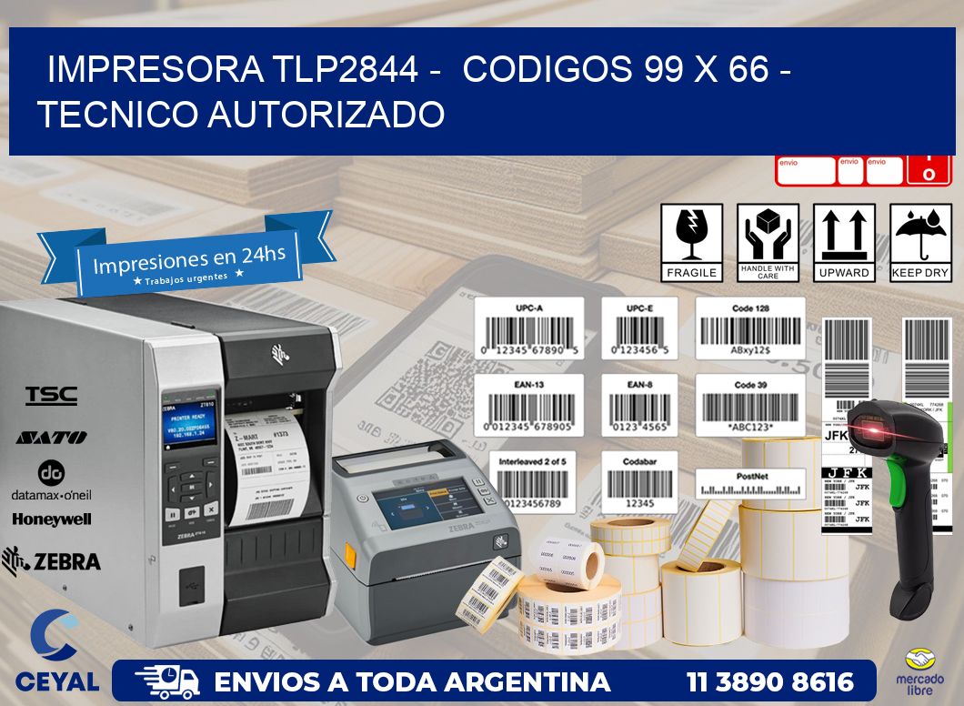 IMPRESORA TLP2844 -  CODIGOS 99 x 66 - TECNICO AUTORIZADO