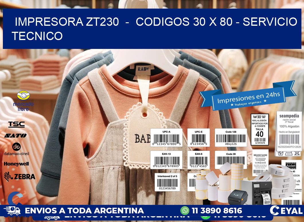 IMPRESORA ZT230  -  CODIGOS 30 x 80 - SERVICIO TECNICO