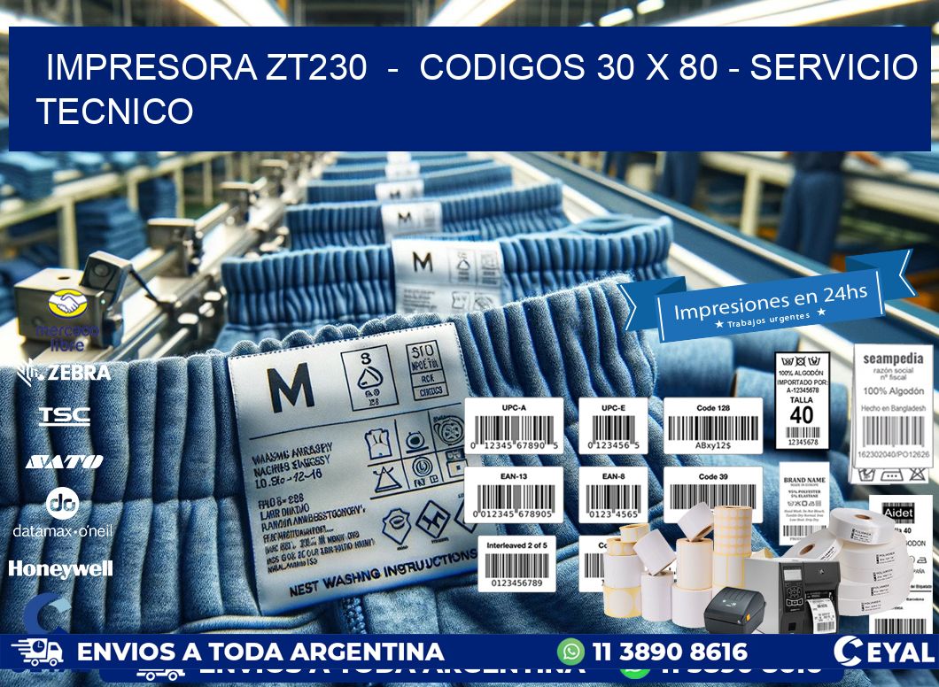 IMPRESORA ZT230  -  CODIGOS 30 x 80 - SERVICIO TECNICO