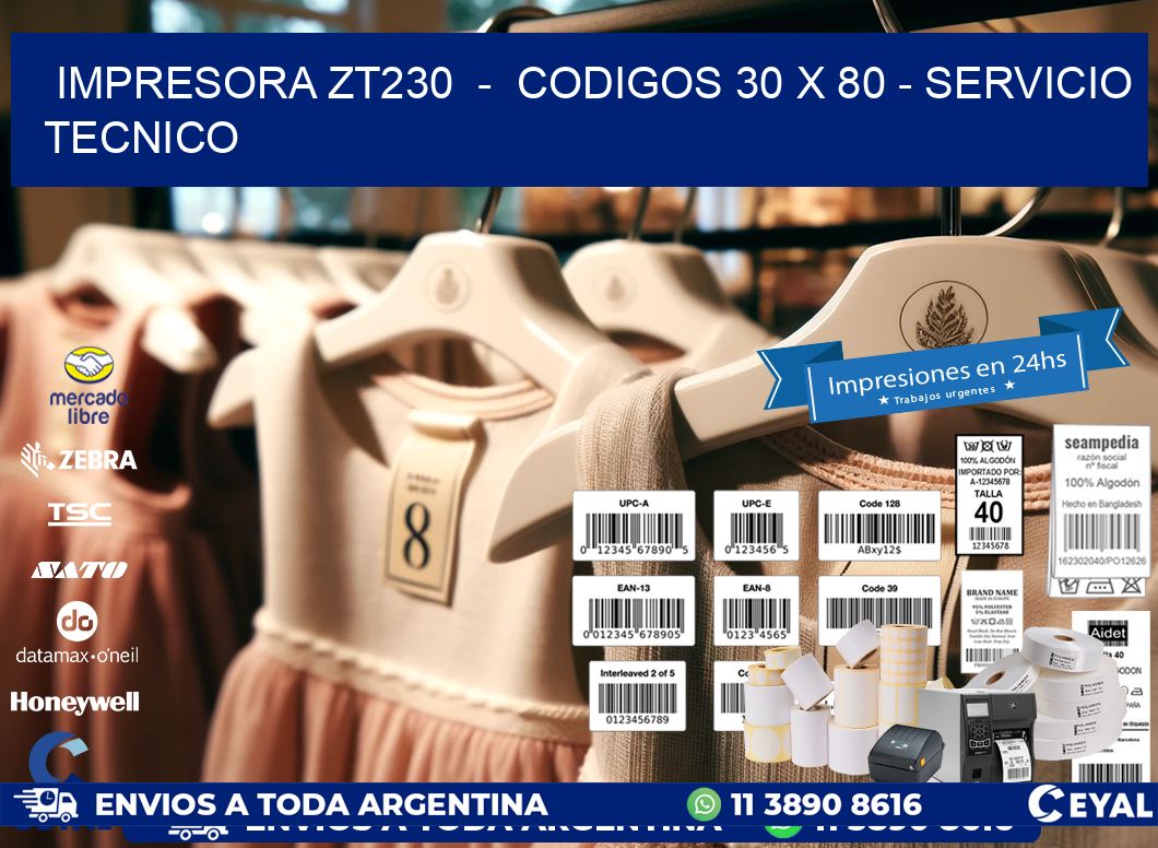 IMPRESORA ZT230  -  CODIGOS 30 x 80 - SERVICIO TECNICO