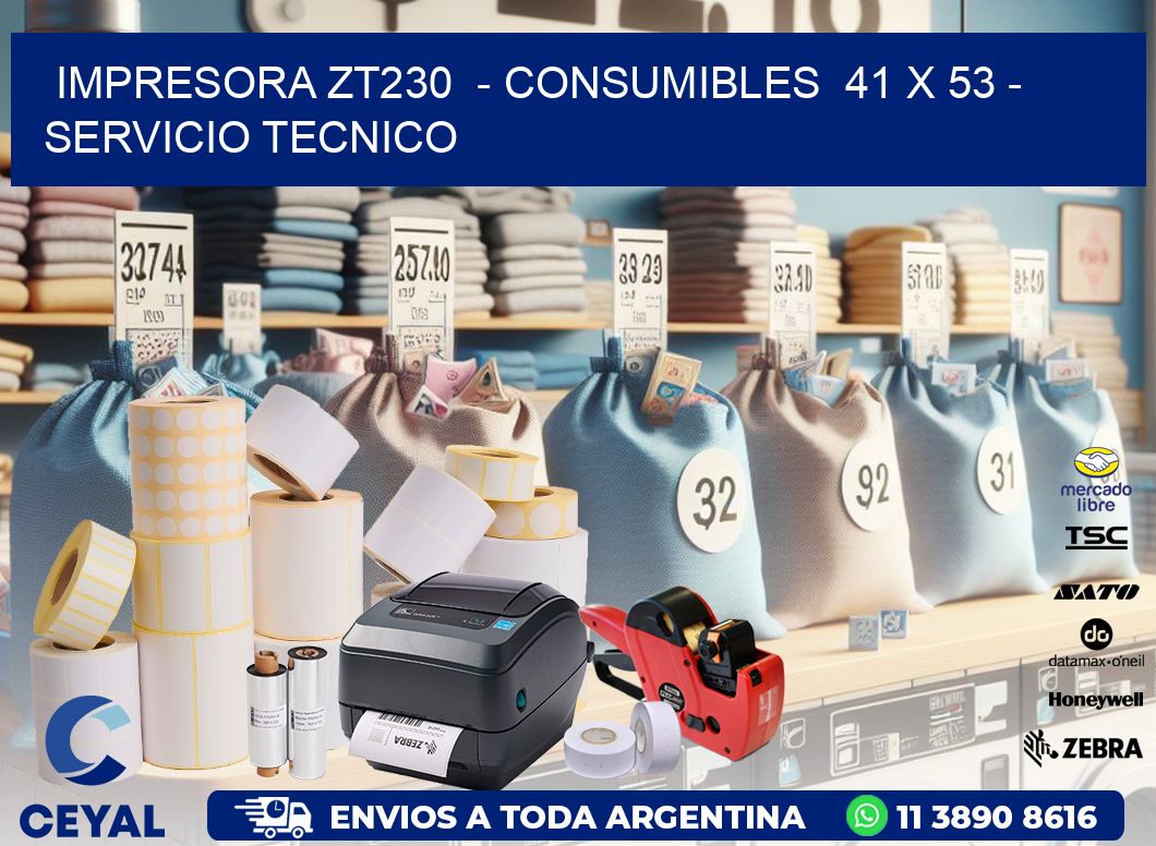 IMPRESORA ZT230  – CONSUMIBLES  41 x 53 – SERVICIO TECNICO
