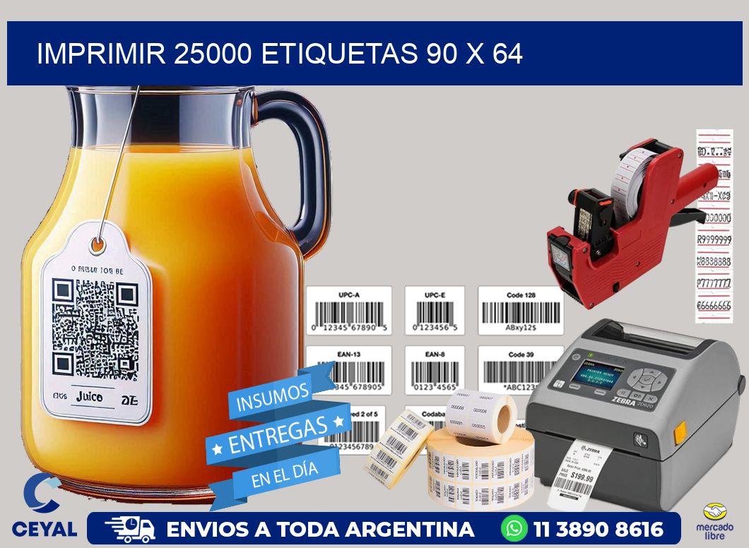 IMPRIMIR 25000 ETIQUETAS 90 x 64