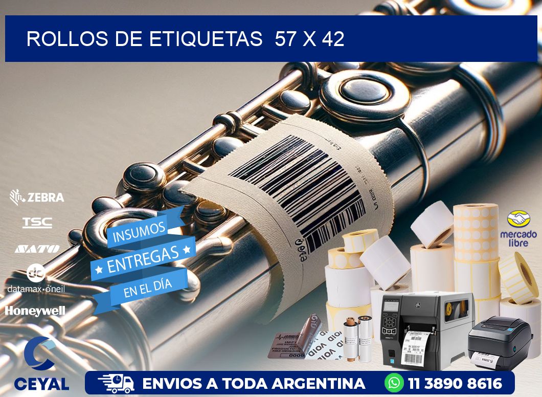 ROLLOS DE ETIQUETAS  57 x 42