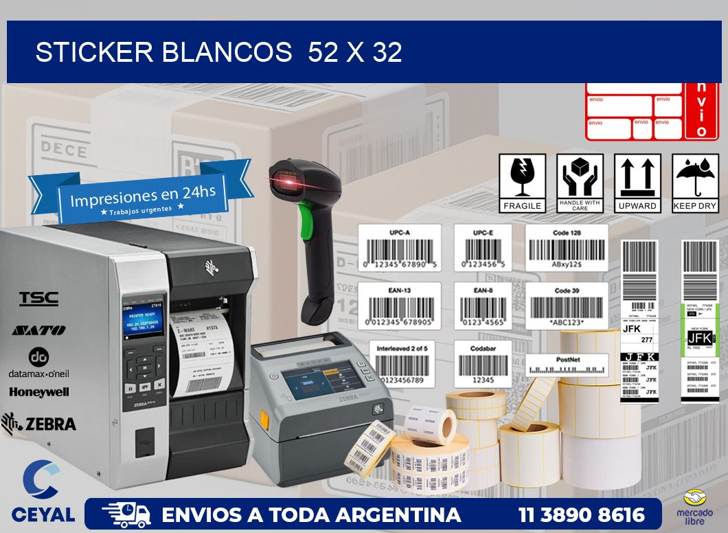 STICKER BLANCOS 52 x 32