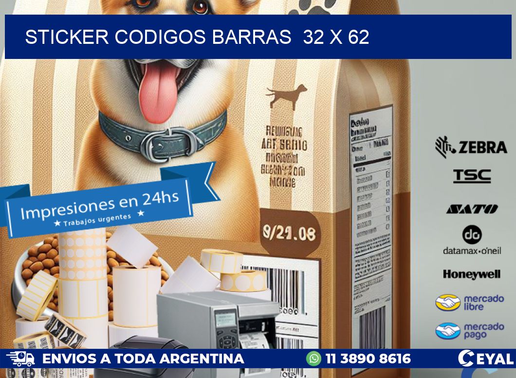 STICKER CODIGOS BARRAS  32 x 62