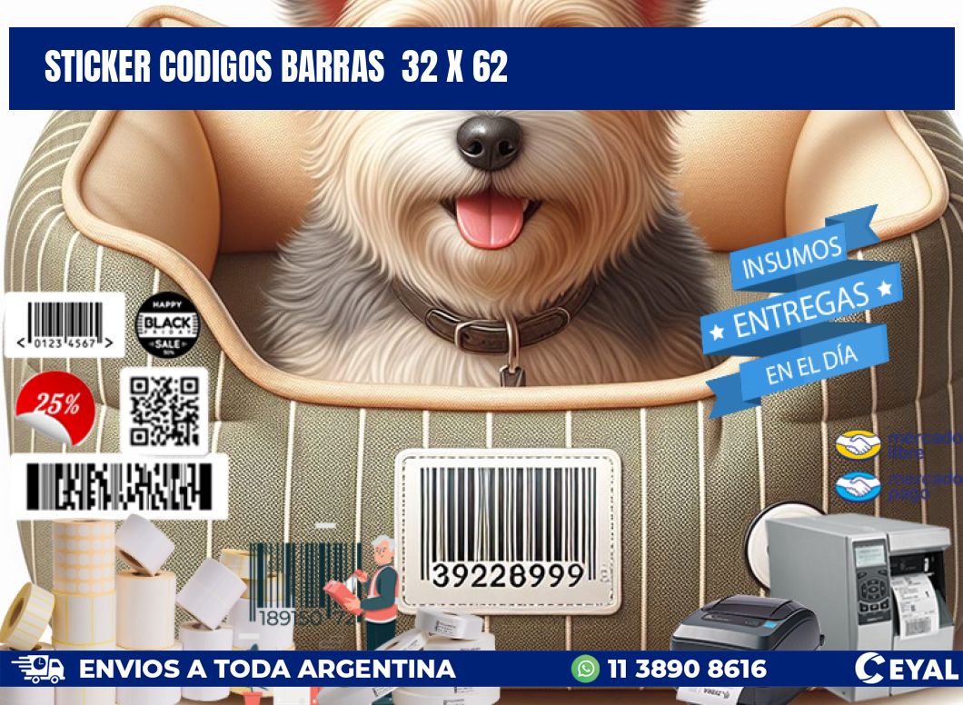 STICKER CODIGOS BARRAS  32 x 62