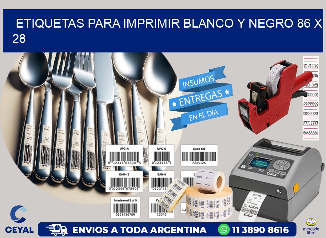 etiquetas para imprimir blanco y negro 86 x 28