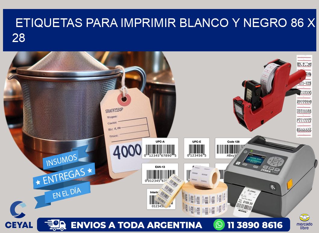 etiquetas para imprimir blanco y negro 86 x 28
