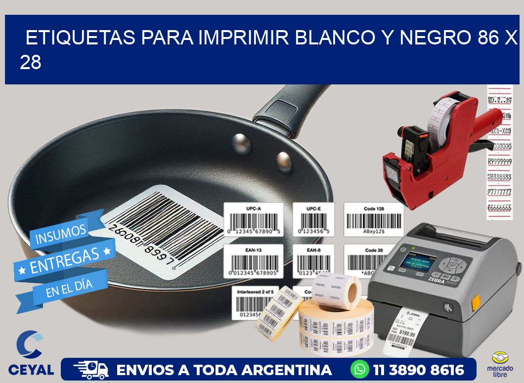 etiquetas para imprimir blanco y negro 86 x 28