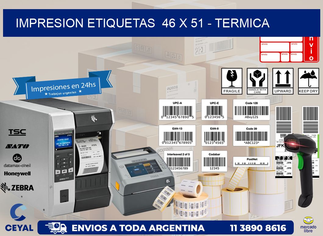 impresion etiquetas  46 x 51 - termica