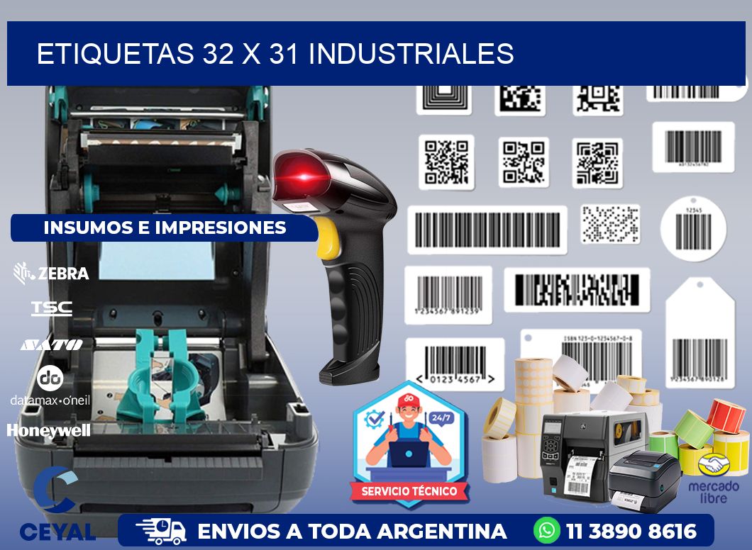 ETIQUETAS 32 x 31 INDUSTRIALES