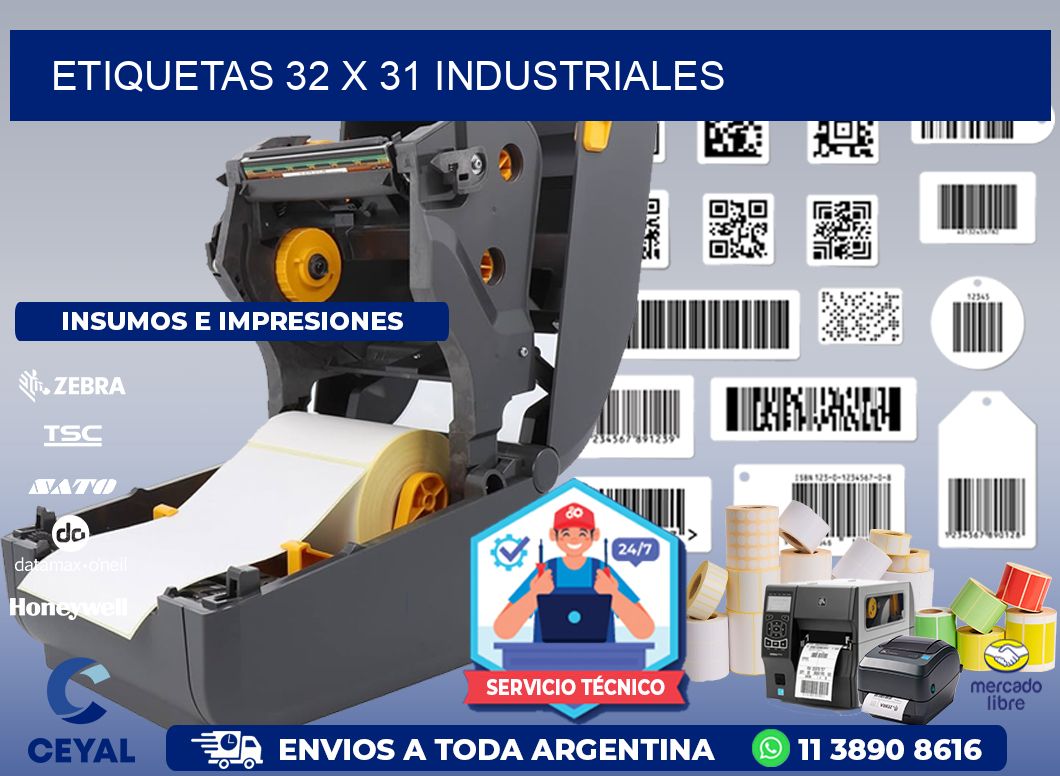 ETIQUETAS 32 x 31 INDUSTRIALES