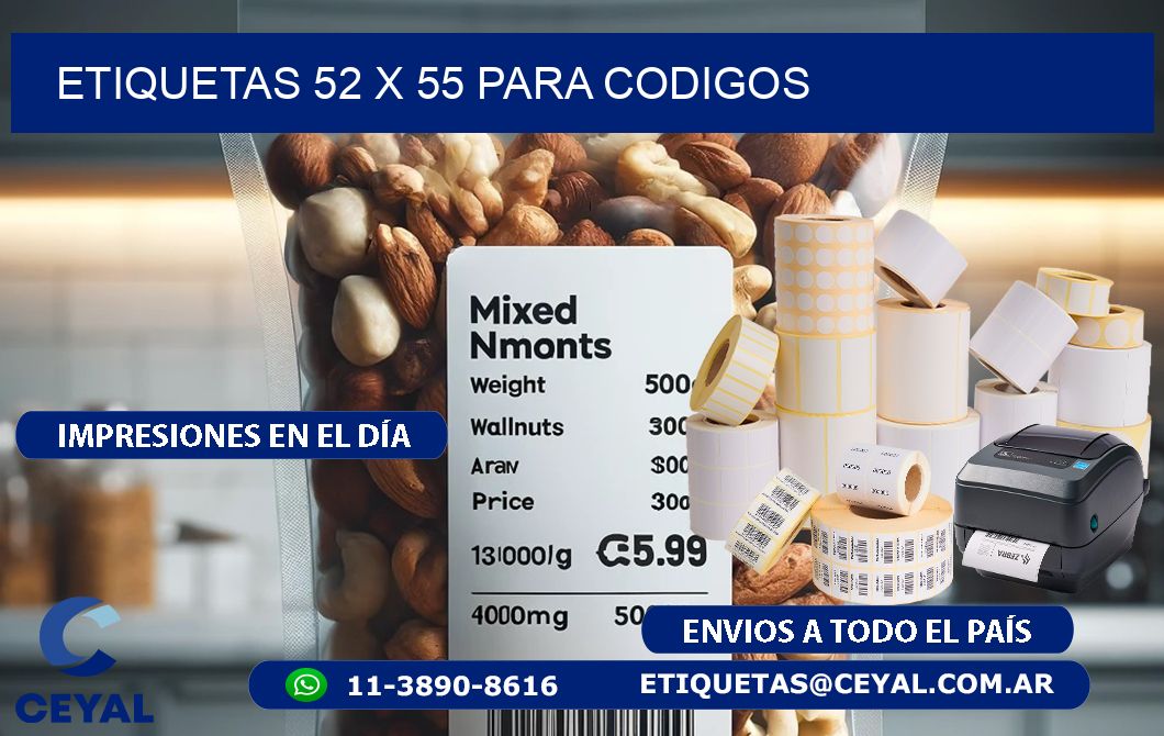 ETIQUETAS 52 x 55 PARA CODIGOS