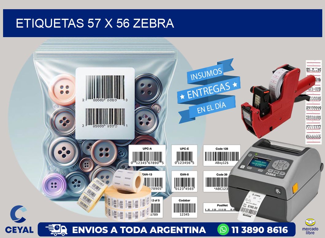 ETIQUETAS 57 x 56 ZEBRA