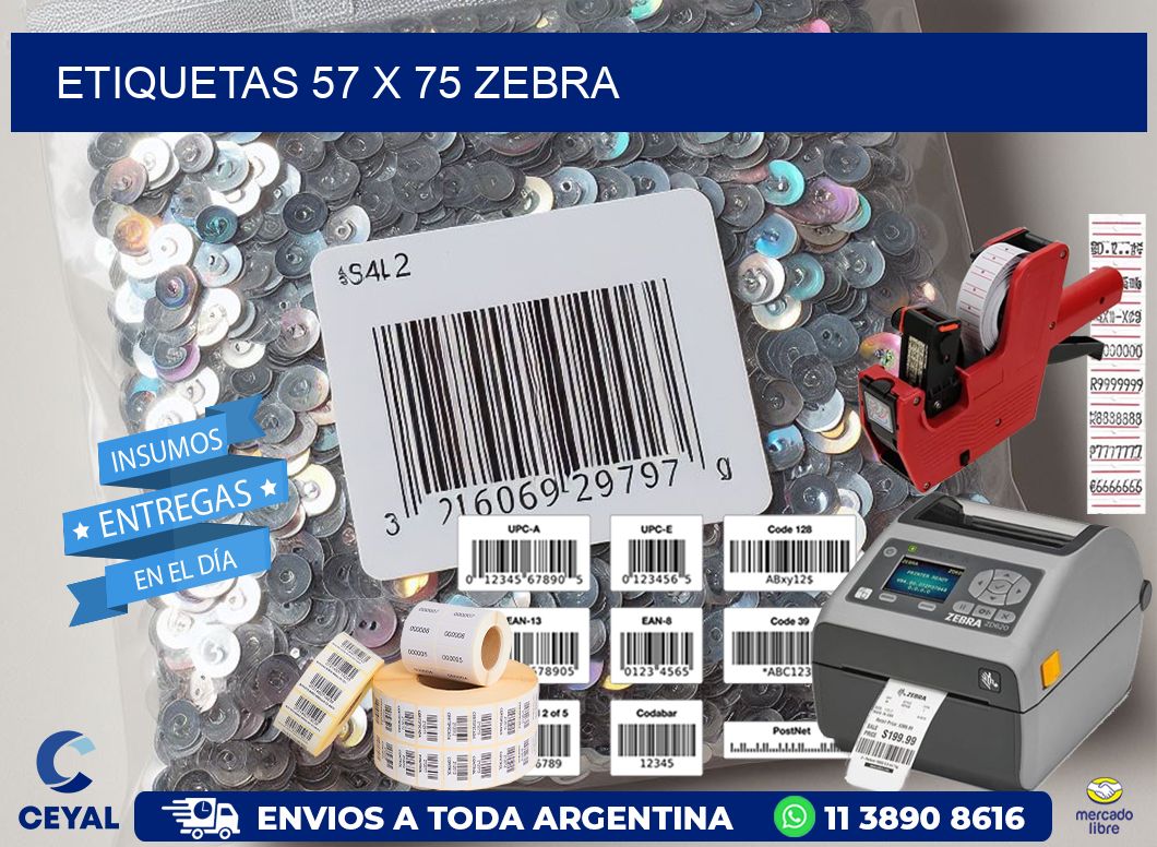 ETIQUETAS 57 x 75 ZEBRA
