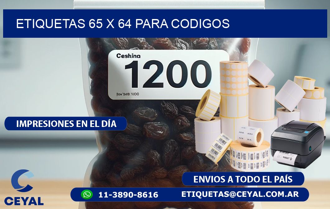 ETIQUETAS 65 x 64 PARA CODIGOS