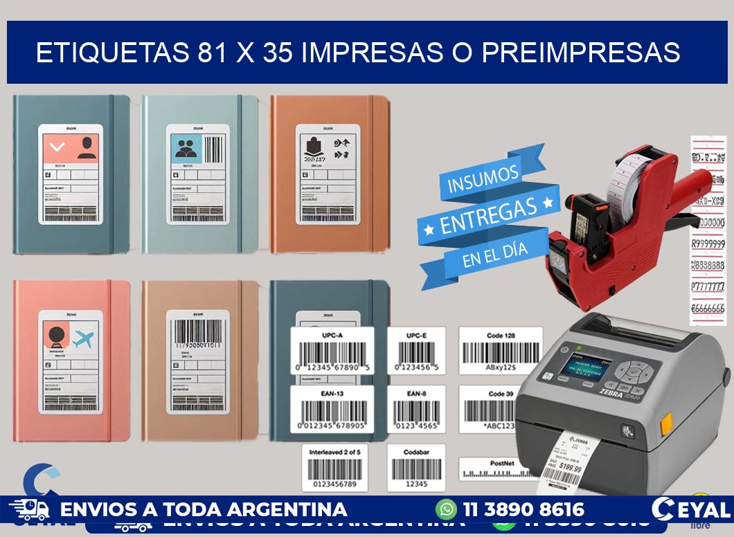 ETIQUETAS 81 x 35 IMPRESAS O PREIMPRESAS