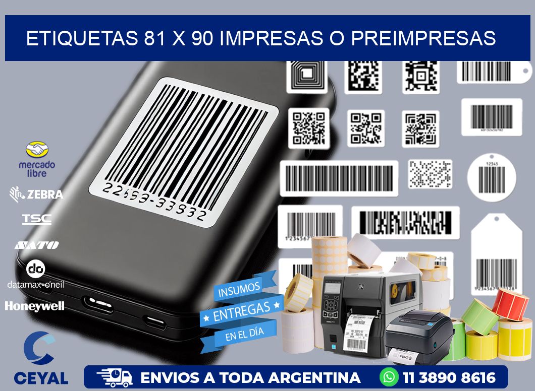 ETIQUETAS 81 x 90 IMPRESAS O PREIMPRESAS