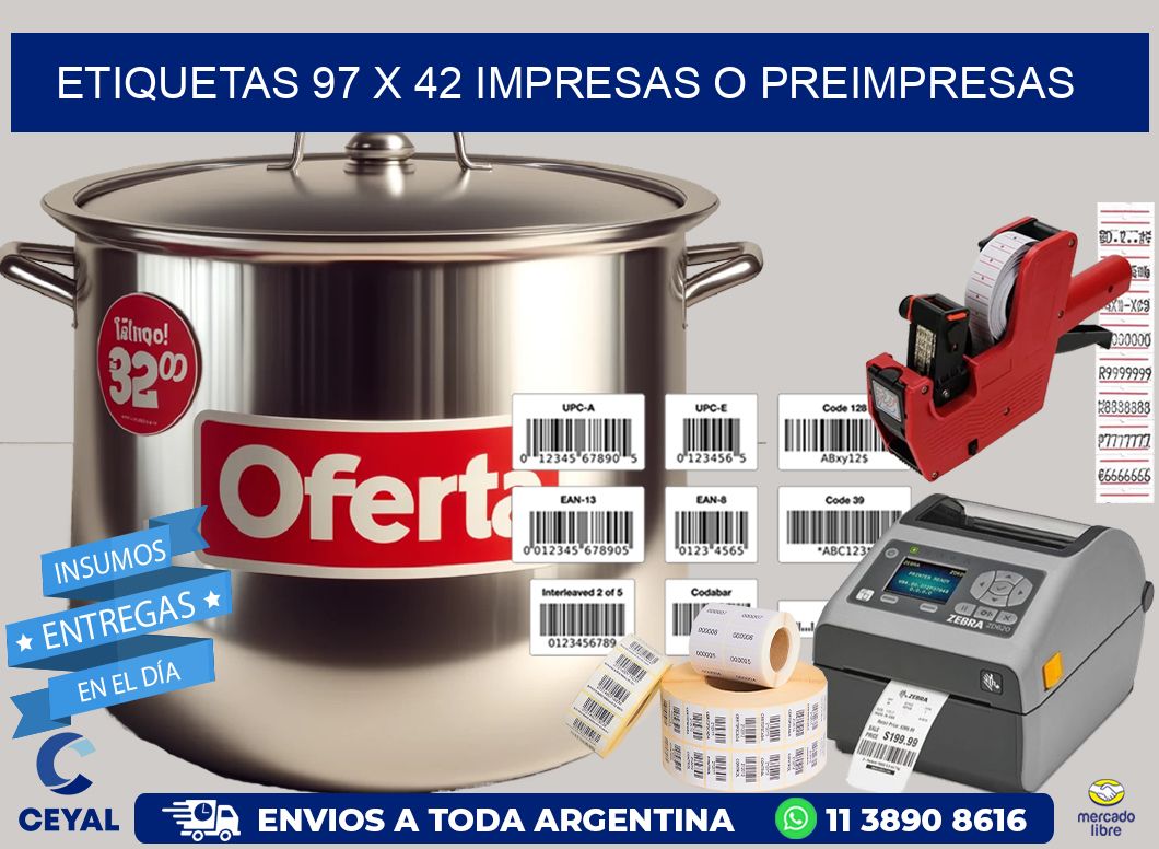 ETIQUETAS 97 x 42 IMPRESAS O PREIMPRESAS