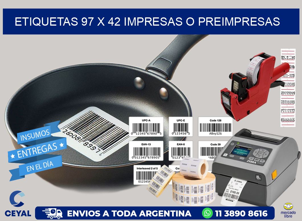 ETIQUETAS 97 x 42 IMPRESAS O PREIMPRESAS