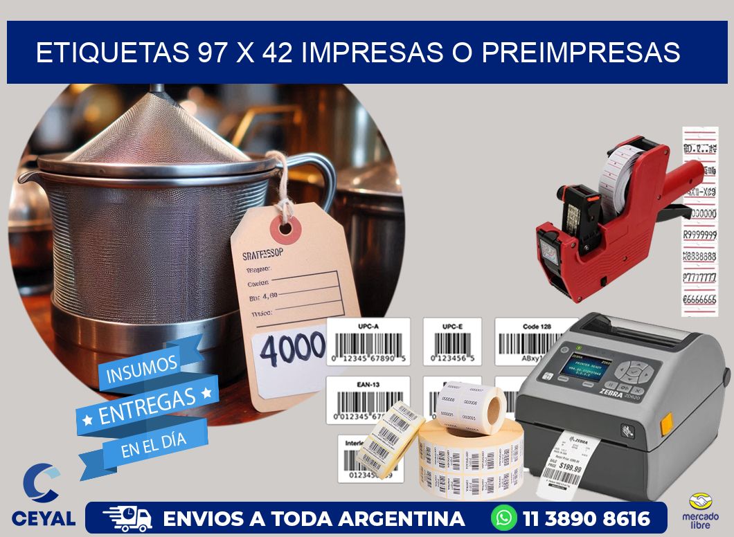 ETIQUETAS 97 x 42 IMPRESAS O PREIMPRESAS