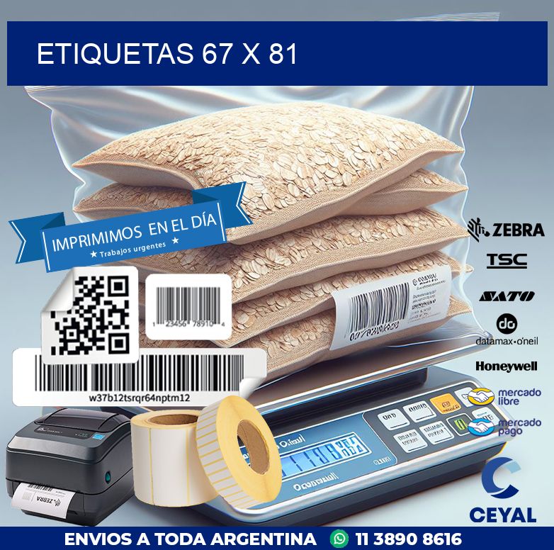 etiquetas 67 x 81
