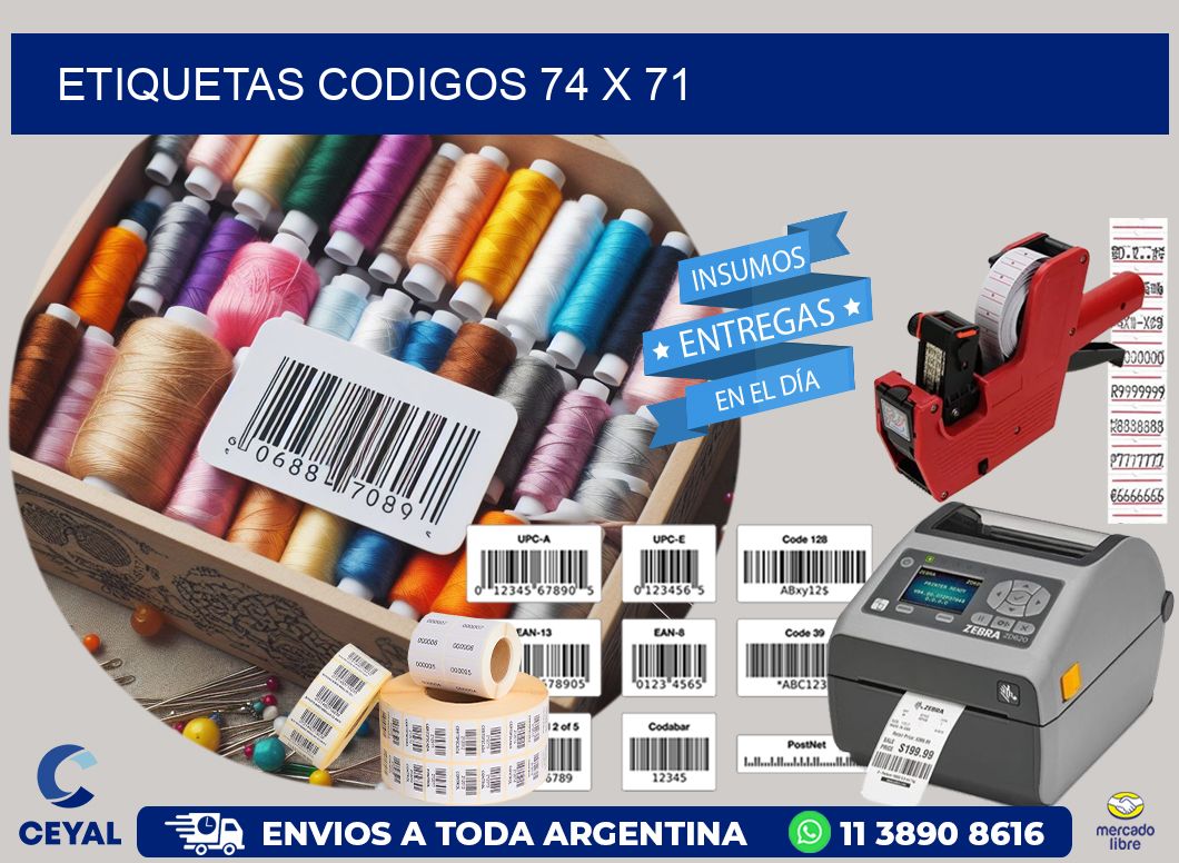 etiquetas codigos 74 x 71