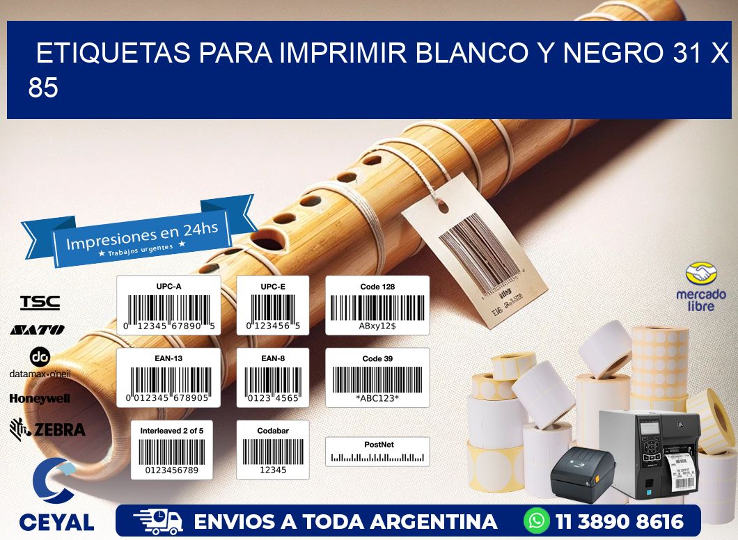 etiquetas para imprimir blanco y negro 31 x 85