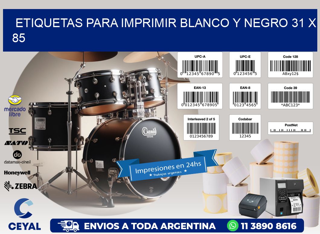 etiquetas para imprimir blanco y negro 31 x 85