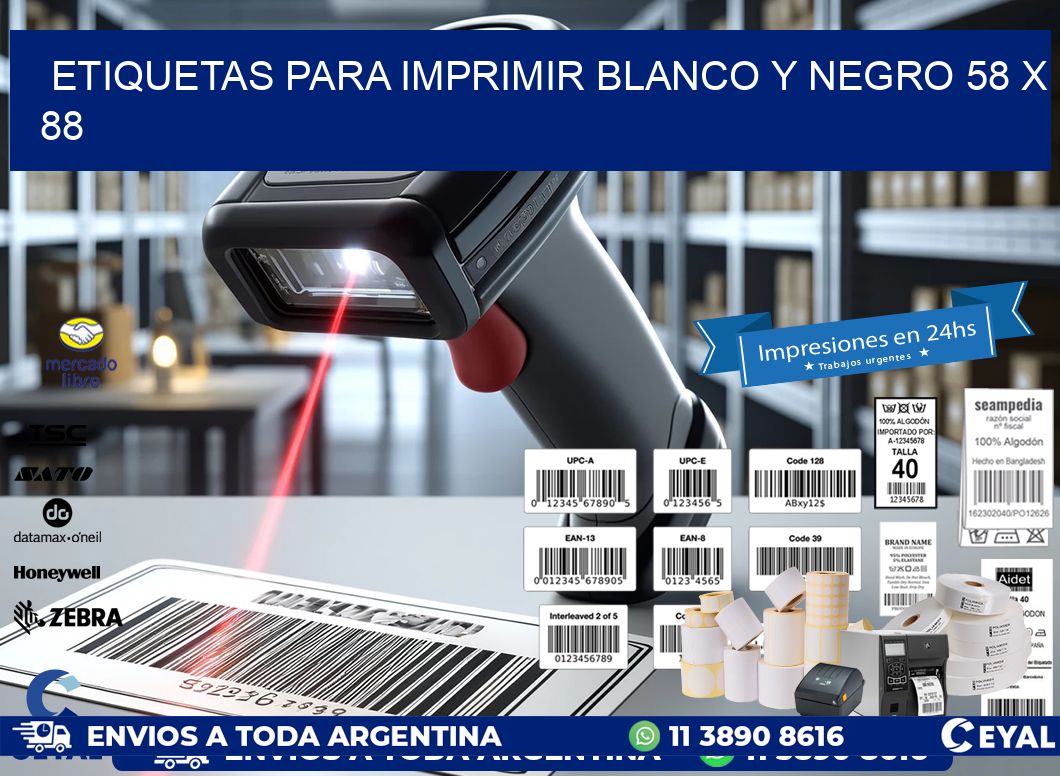 etiquetas para imprimir blanco y negro 58 x 88
