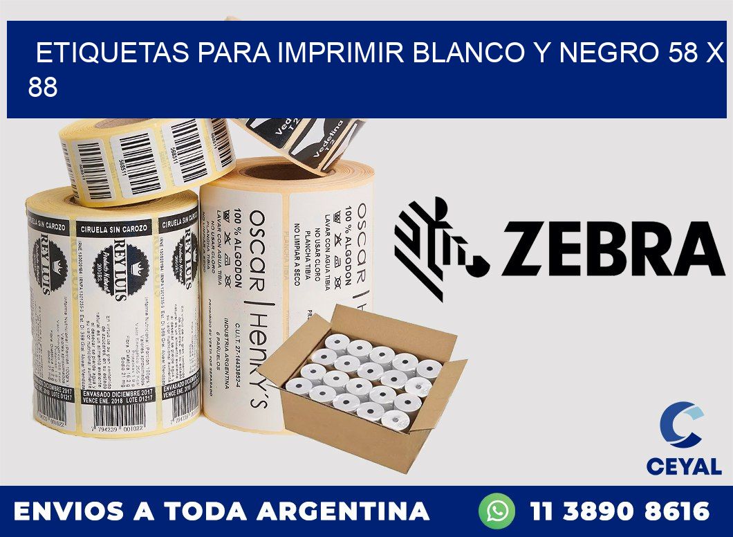 etiquetas para imprimir blanco y negro 58 x 88