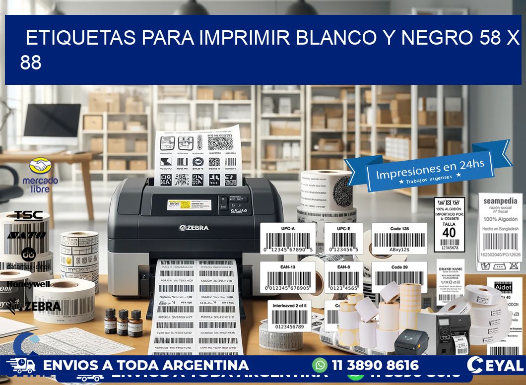 etiquetas para imprimir blanco y negro 58 x 88