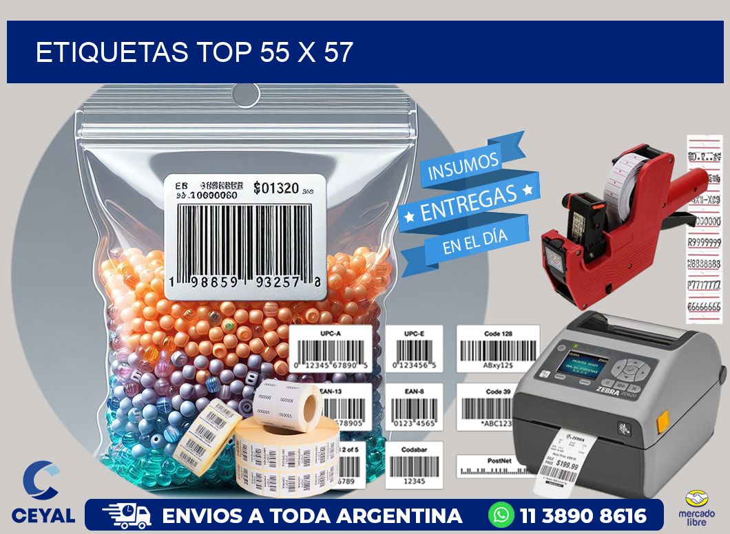 etiquetas top 55 x 57