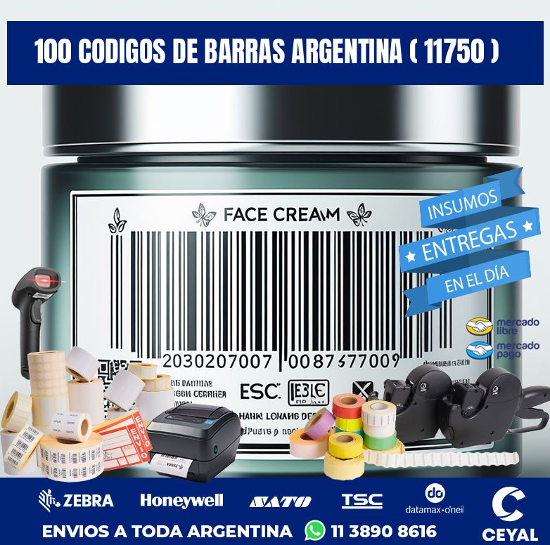 100 codigos de barras argentina ( 11750 )