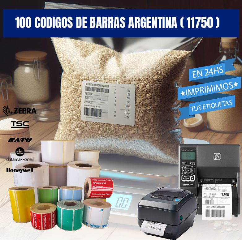 100 codigos de barras argentina ( 11750 )
