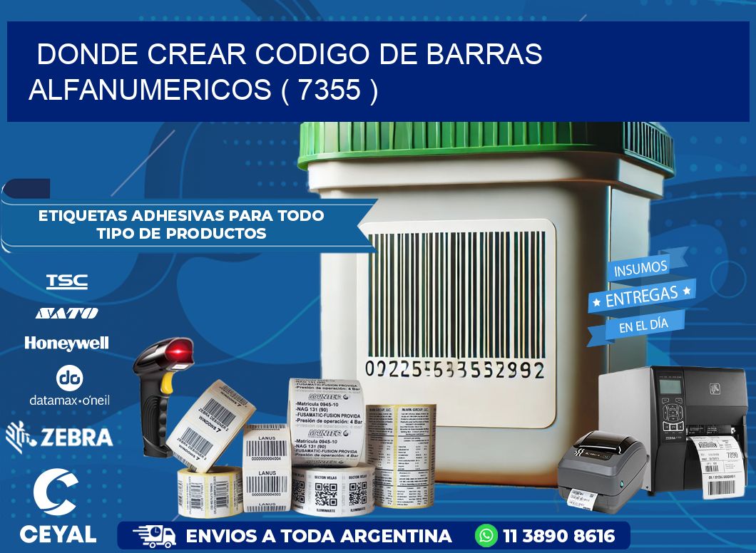 DONDE CREAR CODIGO DE BARRAS ALFANUMERICOS ( 7355 )